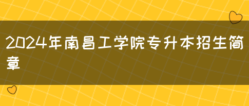 2024年南昌工学院专升本招生简章